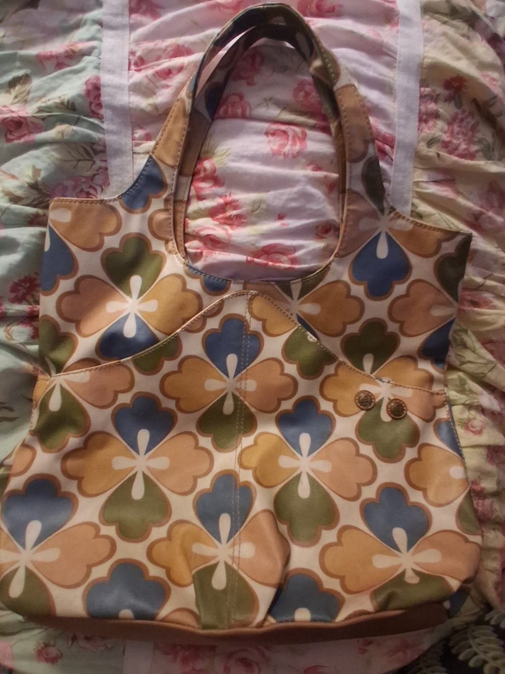 Caribbean Joe Floral Pattern Handbag Tote Bag Retro Bag